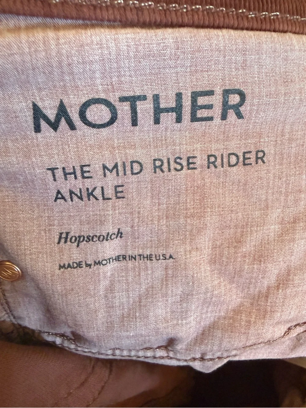 MOTHER Mid Rise Rider Ankle Pants in Hopscotch Brown Size 33 - Picture 6 of 8